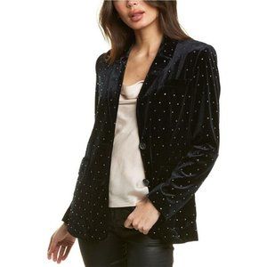 $398 REBECCA MINKOFF Velvet Crystal Morris Button Down BlazerJacket Size 4